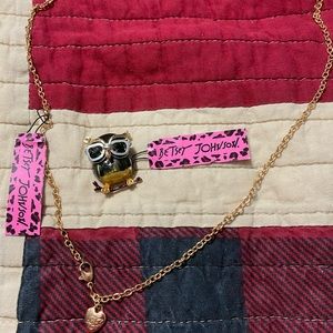 Betsey Johnson Owl Necklace and Brooch Set